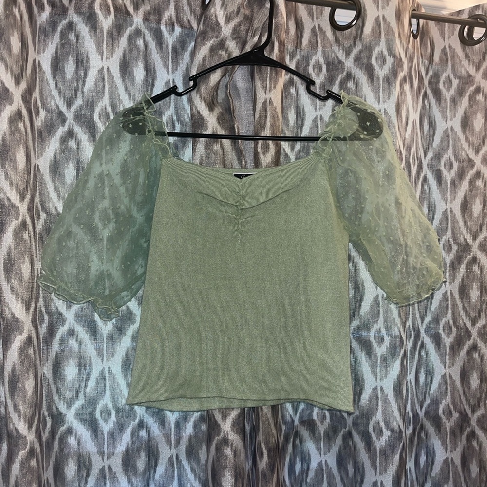 Vintage Green Puff Sleeve Shirt - Great Condition - Vivid Brand - Fits Small